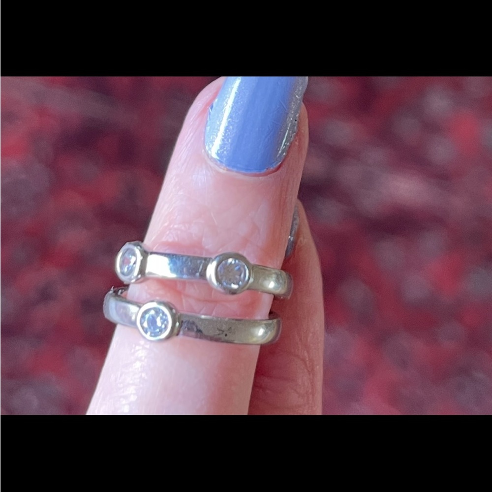 Stack Rings Bling in Bezels. Silver Tone, or Better. Size 5? Dime Size PreAdored